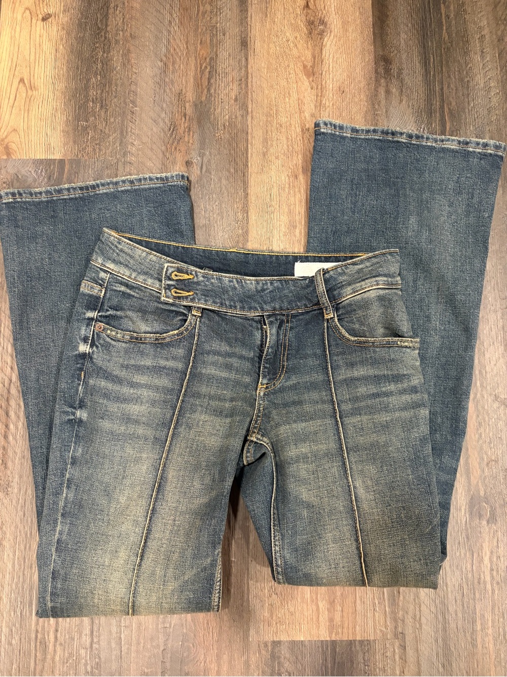 Zara Blue Wide-Leg Jeans with Front Panel Seams